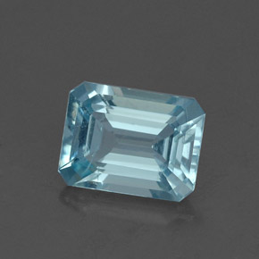 1.26캐럿 천연 라이트 블루 아쿠아마린, 에메랄드 컷, 7.8×5.9 mm, VS