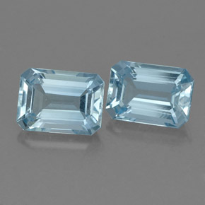 캐럿 천연 라이트 블루 아쿠아마린 보석, 에메랄드 컷, 7.5×5.6 mm, VVS