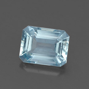 1.17캐럿 천연 라이트 블루 아쿠아마린, 에메랄드 컷, 7.4×5.7 mm, IF