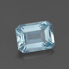 1.17캐럿 천연 라이트 블루 아쿠아마린, 에메랄드 컷, 7.4×5.7 mm, IF