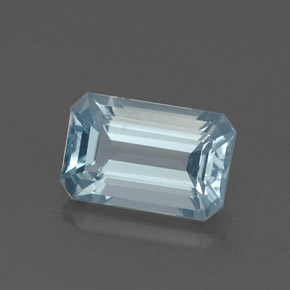 1.35캐럿 천연 라이트 블루 아쿠아마린, 에메랄드 컷, 8.4×5.4 mm, VVS