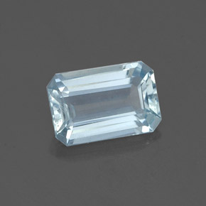 0.84캐럿 천연 라이트 블루 아쿠아마린, 에메랄드 컷, 7.4×4.9 mm, VVS