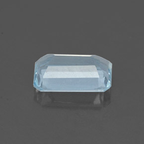 0.84캐럿 천연 라이트 블루 아쿠아마린, 에메랄드 컷, 7.4×4.9 mm, VVS
