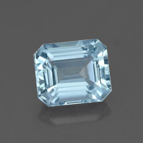 1.23캐럿 천연 라이트 블루 아쿠아마린, 에메랄드 컷, 7×6 mm, VVS