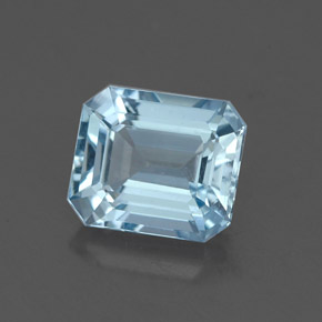 1.23캐럿 천연 라이트 블루 아쿠아마린, 에메랄드 컷, 7×6 mm, VVS