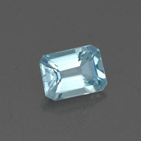 0.48캐럿 천연 라이트 블루 아쿠아마린, 에메랄드 컷, 5.7×4.2 mm, VVS-VS
