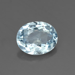 1.55캐럿 천연 라이트 블루 아쿠아마린, 타원형 컷, 8.9×7.2 mm, VS-SI