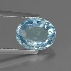 1.74캐럿 천연 라이트 블루 아쿠아마린, 타원형 컷, 9.1×7.4 mm, IF