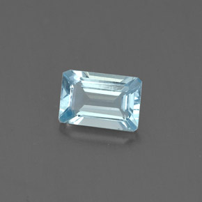 0.54캐럿 천연 라이트 블루 아쿠아마린, 에메랄드 컷, 6.1×4.1 mm, VVS-VS