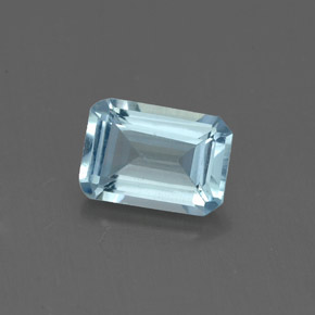 0.84캐럿 천연 라이트 블루 아쿠아마린, 에메랄드 컷, 7×4.9 mm, VS