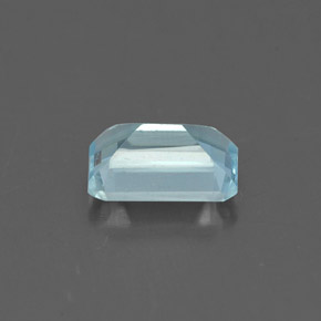 0.84캐럿 천연 라이트 블루 아쿠아마린, 에메랄드 컷, 7×4.9 mm, VS