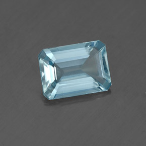 1.13캐럿 천연 라이트 블루 아쿠아마린, 에메랄드 컷, 8×5.9 mm, VS