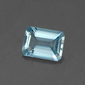 1.13캐럿 천연 라이트 블루 아쿠아마린, 에메랄드 컷, 8×5.9 mm, VS