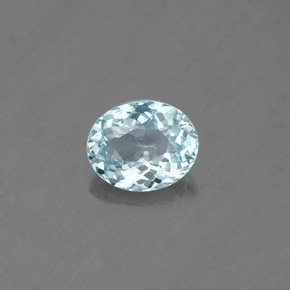 0.60캐럿 천연 라이트 블루 아쿠아마린, 타원형 컷, 6.6×5.3 mm, VS
