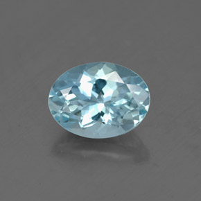 1.25캐럿 천연 라이트 블루 아쿠아마린, 타원형 컷, 8.1×6.1 mm, VS-SI