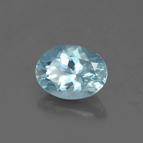 1.25캐럿 천연 라이트 블루 아쿠아마린, 타원형 컷, 8.1×6.1 mm, VS-SI