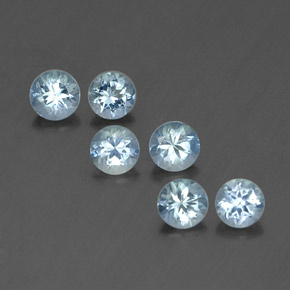 캐럿 천연 라이트 블루 아쿠아마린 보석, 라운드 컷, 4.24 mm, VVS