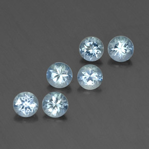 캐럿 천연 라이트 블루 아쿠아마린 보석, 라운드 컷, 4.24 mm, VVS