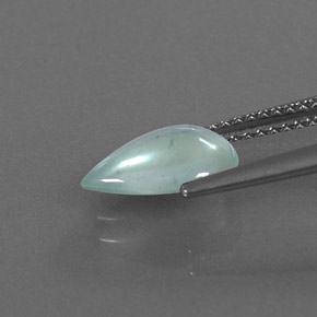 1.36캐럿 천연 라이트 블루 그린 아쿠아마린, 투명한, 10.2×7.1 mm, 투명/반투명
