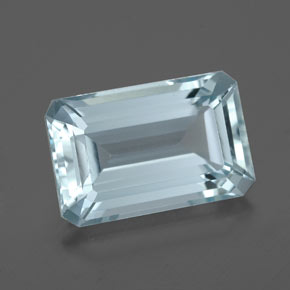 3.93캐럿 천연 라이트 블루 아쿠아마린, 에메랄드 컷, 11.9×7.8 mm, VVS