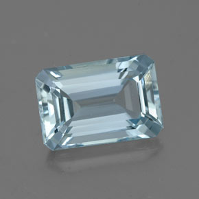 2.13캐럿 천연 라이트 블루 아쿠아마린, 에메랄드 컷, 9.3×6.5 mm, VVS