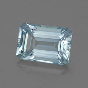 2.13캐럿 천연 라이트 블루 아쿠아마린, 에메랄드 컷, 9.3×6.5 mm, VVS