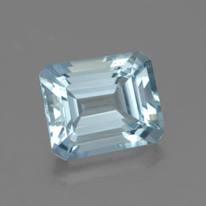 2.20캐럿 천연 라이트 블루 아쿠아마린, 에메랄드 컷, 8.7×7.2 mm, VVS