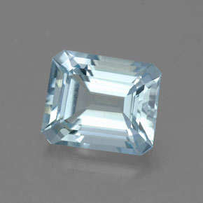 2.20캐럿 천연 라이트 블루 아쿠아마린, 에메랄드 컷, 8.7×7.2 mm, VVS