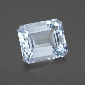 4.19캐럿 천연 라이트 블루 아쿠아마린, 에메랄드 컷, 10.6×9 mm, VVS
