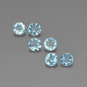캐럿 천연 라이트 블루 아쿠아마린 보석, 라운드 컷, 4.10 mm, VVS-VS