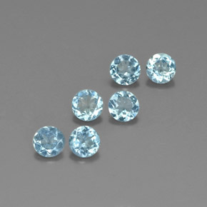 캐럿 천연 라이트 블루 아쿠아마린 보석, 라운드 컷, 4.10 mm, VVS-VS