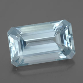 5.33캐럿 천연 라이트 블루 아쿠아마린, 에메랄드 컷, 13.5×8.3 mm, VS