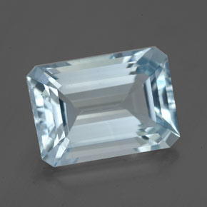 4.37캐럿 천연 라이트 블루 아쿠아마린, 에메랄드 컷, 11.8×8.4 mm, VS