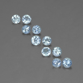캐럿 천연 라이트 블루 아쿠아마린 보석, 라운드 컷, 3.81 mm, VS
