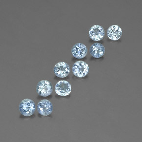 캐럿 천연 라이트 블루 아쿠아마린 보석, 라운드 컷, 3.81 mm, VS