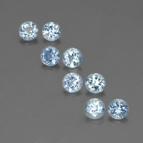 캐럿 천연 라이트 블루 아쿠아마린 보석, 라운드 컷, 4.20 mm, VS