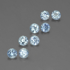 캐럿 천연 라이트 블루 아쿠아마린 보석, 라운드 컷, 4.20 mm, VS