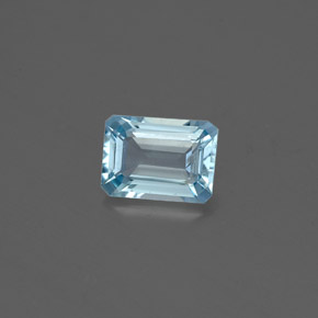 0.80캐럿 천연 라이트 그린 블루 아쿠아마린, 에메랄드 컷, 6.9×5 mm, SI
