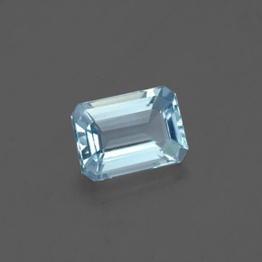 0.76캐럿 천연 라이트 블루 아쿠아마린, 에메랄드 컷, 6.7×4.8 mm, VVS