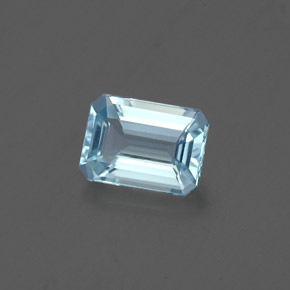 0.76캐럿 천연 라이트 블루 아쿠아마린, 에메랄드 컷, 6.7×4.8 mm, VVS