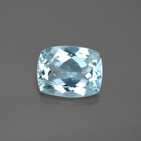 2.37캐럿 천연 라이트 블루 아쿠아마린, 쿠션 컷, 10.1×7.9 mm, VVS-VS