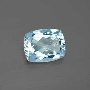 2.37캐럿 천연 라이트 블루 아쿠아마린, 쿠션 컷, 10.1×7.9 mm, VVS-VS