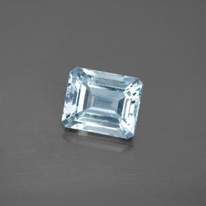 2.14캐럿 천연 라이트 블루 아쿠아마린, 에메랄드 컷, 8.5×7 mm, SI
