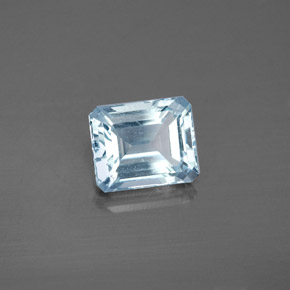 2.14캐럿 천연 라이트 블루 아쿠아마린, 에메랄드 컷, 8.5×7 mm, SI
