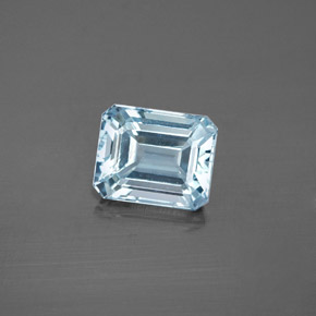 2.19캐럿 천연 라이트 블루 아쿠아마린, 에메랄드 컷, 8.6×7 mm, VVS-VS