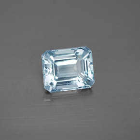 2.19캐럿 천연 라이트 블루 아쿠아마린, 에메랄드 컷, 8.6×7 mm, VVS-VS
