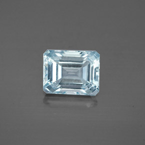 2.57캐럿 천연 라이트 블루 아쿠아마린, 에메랄드 컷, 9.1×7.1 mm, VS