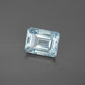 2.57캐럿 천연 라이트 블루 아쿠아마린, 에메랄드 컷, 9.1×7.1 mm, VS