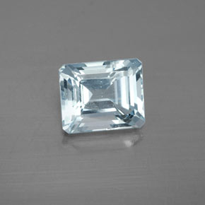 2.99캐럿 천연 라이트 블루 아쿠아마린, 에메랄드 컷, 9×7.5 mm, VS