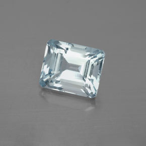 2.99캐럿 천연 라이트 블루 아쿠아마린, 에메랄드 컷, 9×7.5 mm, VS